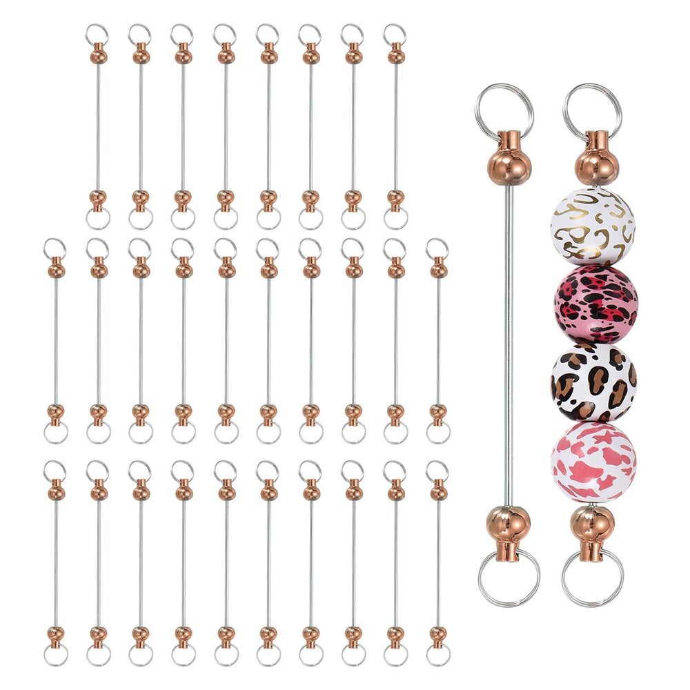 3132 30pcs Beadable Keychain Bar, Beadable Keychains Blanks Beaded Keychain